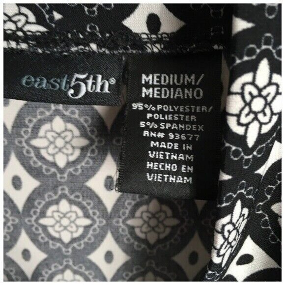 East 5th Cowl Neck Blouse Women Size Medium Black Geometric Print Long Sleeve - Picture 5 of 5